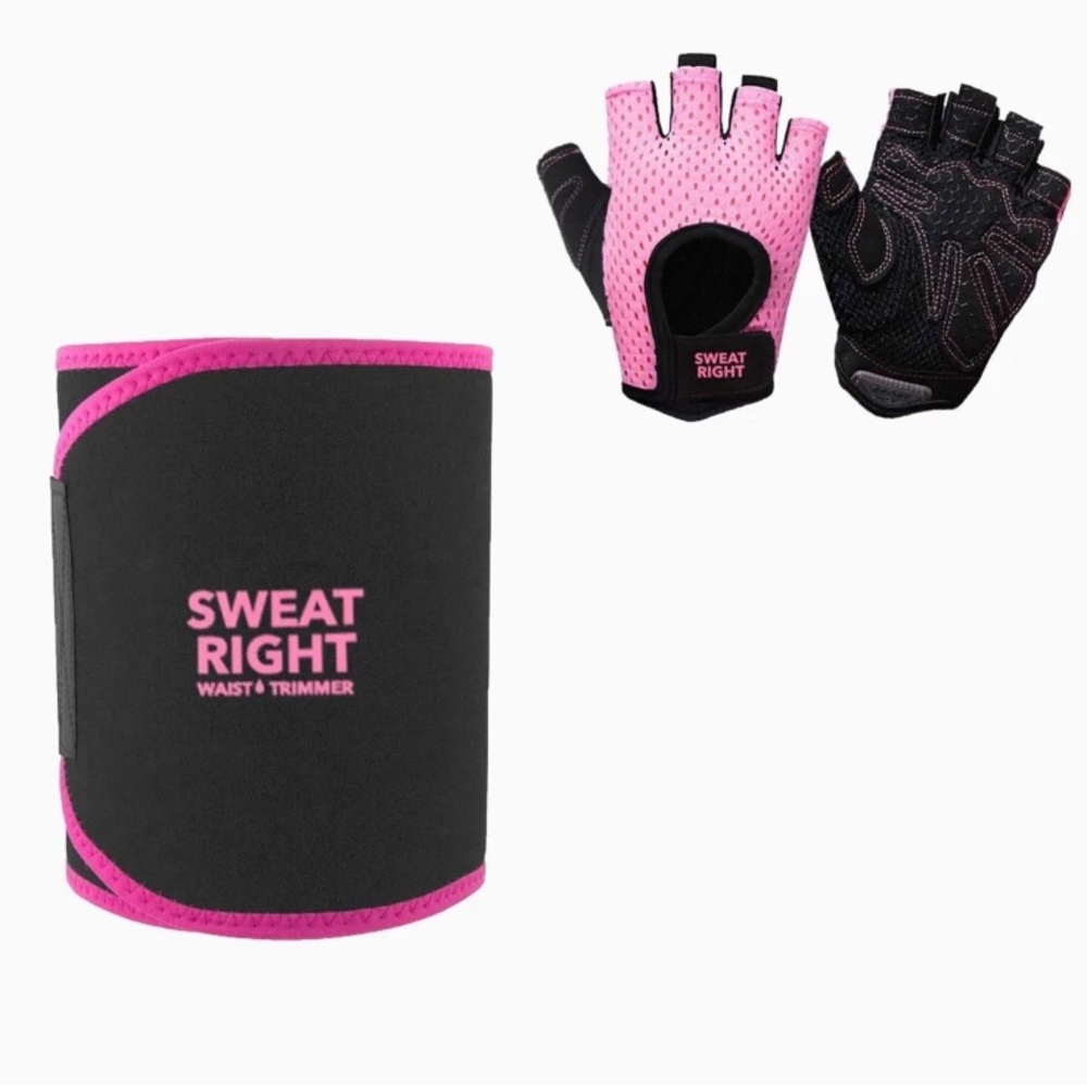 Waist Trimmer & Gloves - Sweat Band Increases Stomach Temp To Cut Water Weight